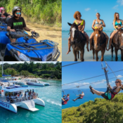 Traveler arriving at Montego Bay Airport in Jamaica